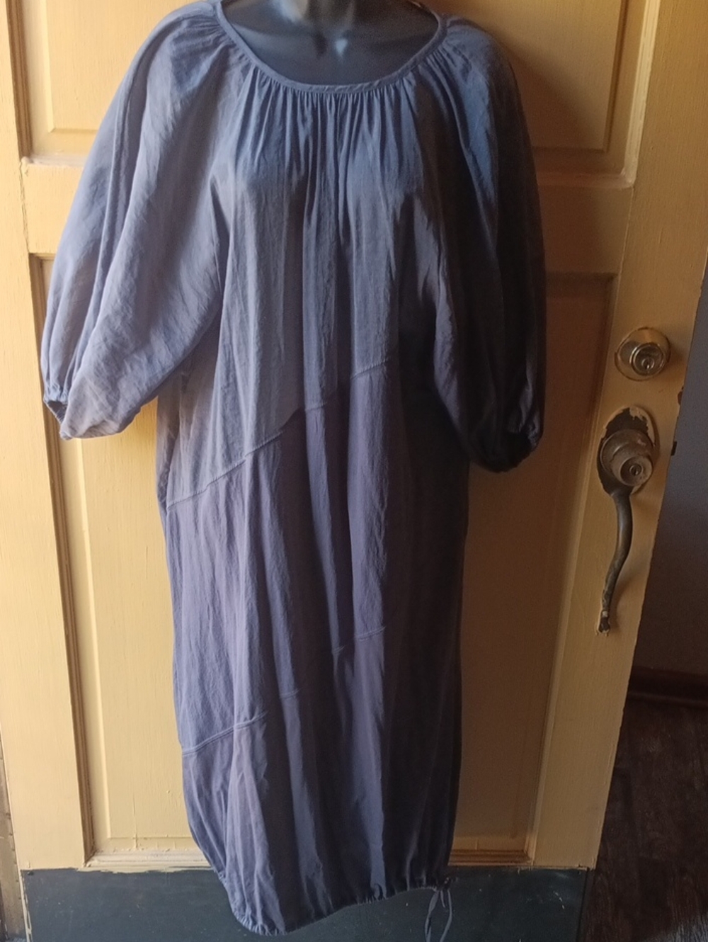 Zara Slate Blue Long Sleeve Midi Dress